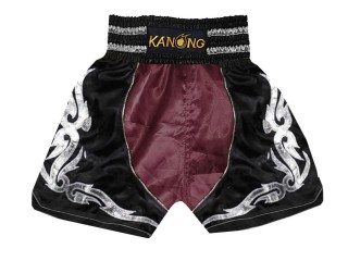 Boxing Shorts, Boxing Trunks : KNBSH-202-Maroon-Black